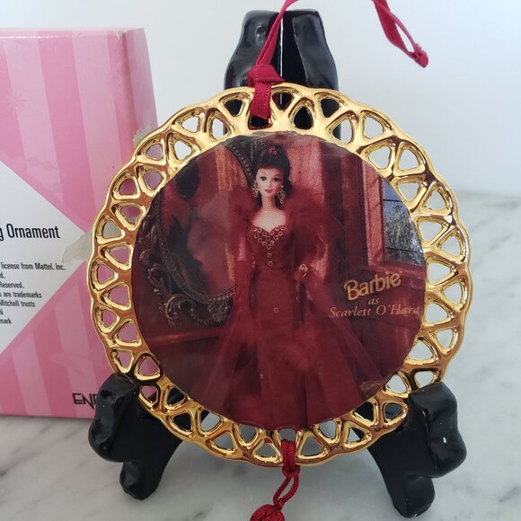1996 Enesco Barbie Scarlett O'Hara Porcelain Christmas Ornament Gone with Wind - Picture 2 of 9